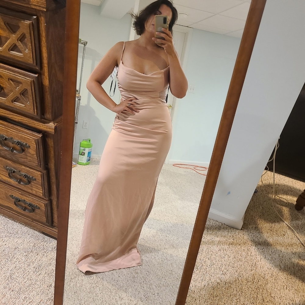 Elegant Pink Spaghetti Strap Dress